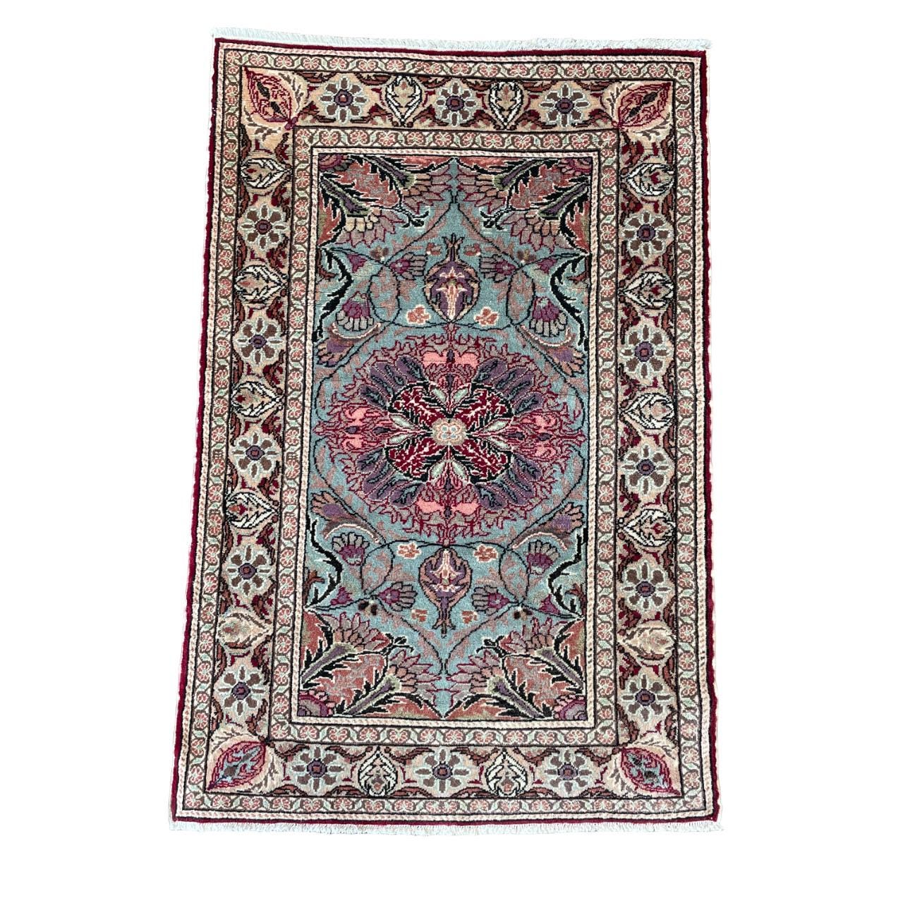 3'x4'4" Handmade Wool Rug - Turkish Vintage Area Rug, Eco-Friendly Home Decor