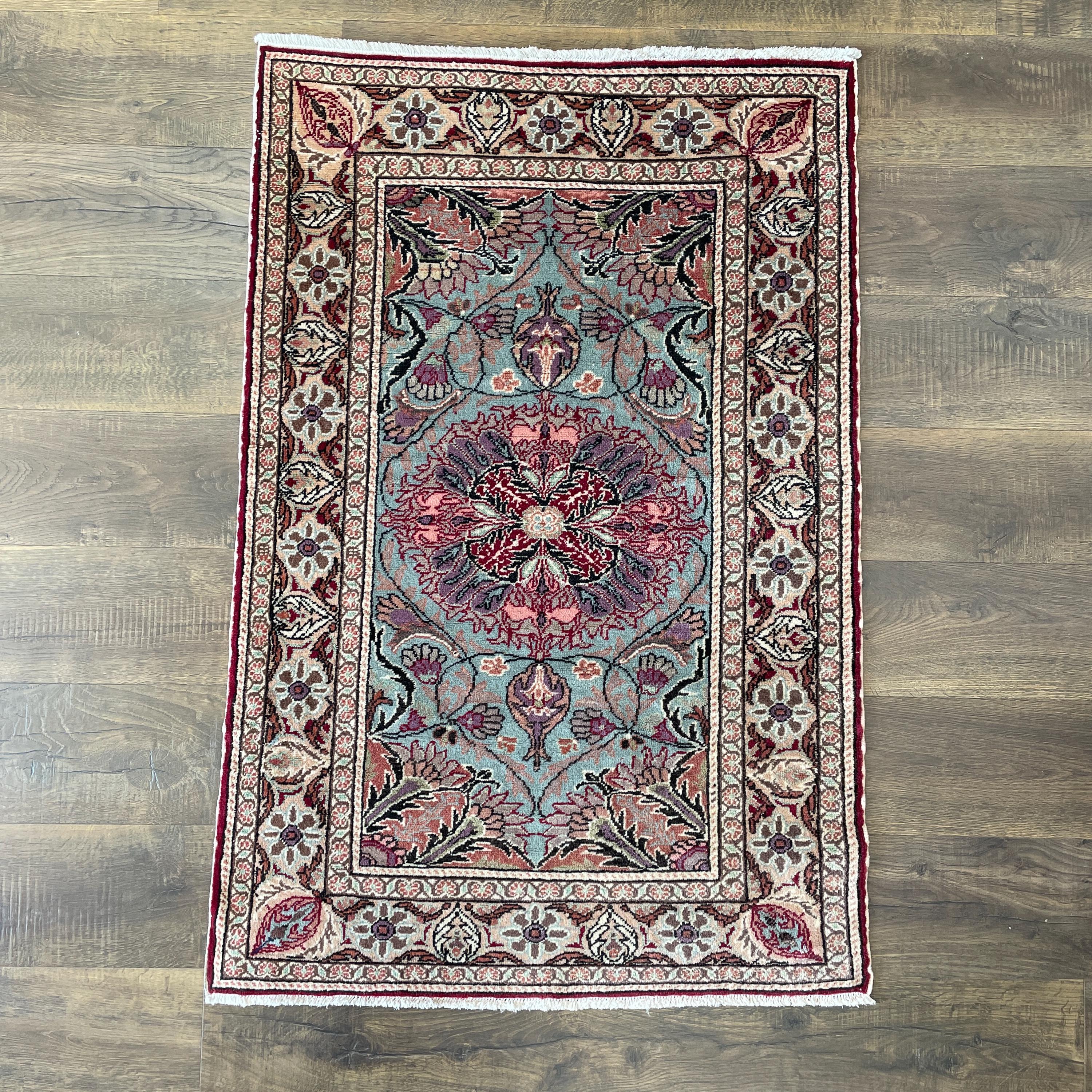 3'x4'4" Handmade Wool Rug - Turkish Vintage Area Rug, Eco-Friendly Home Decor