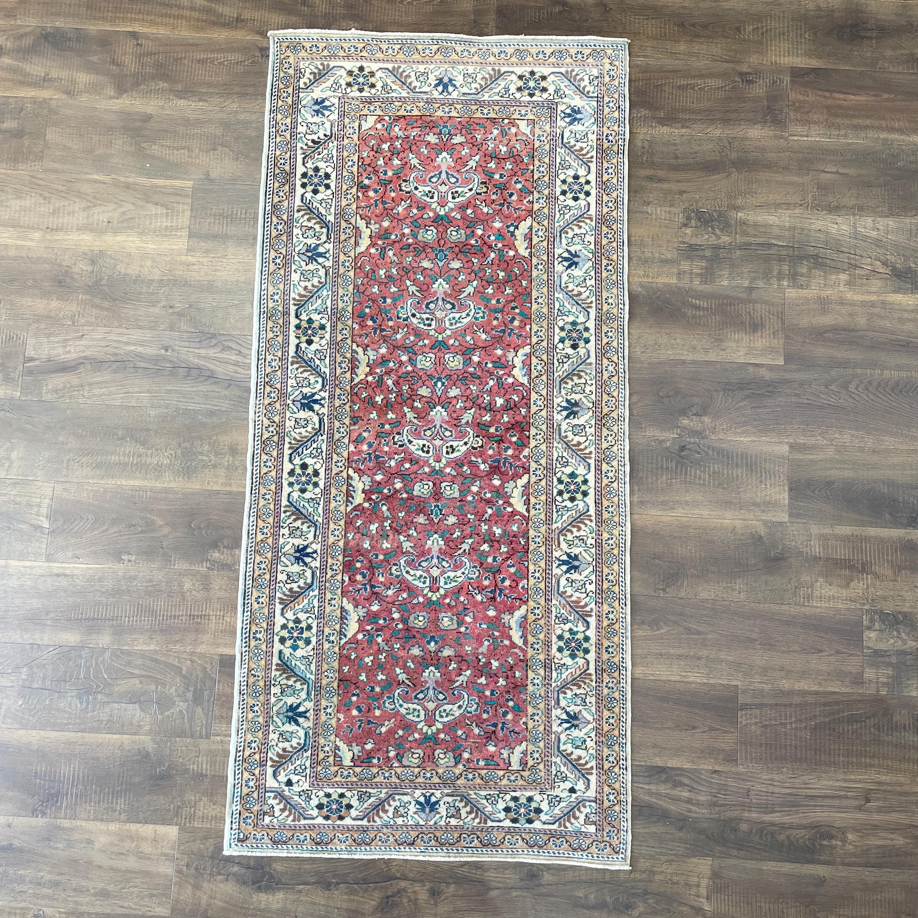 Handmade Wool Rug 3'x6'6" - Turkish Vintage Area Rug, Eco-Friendly Home Decor