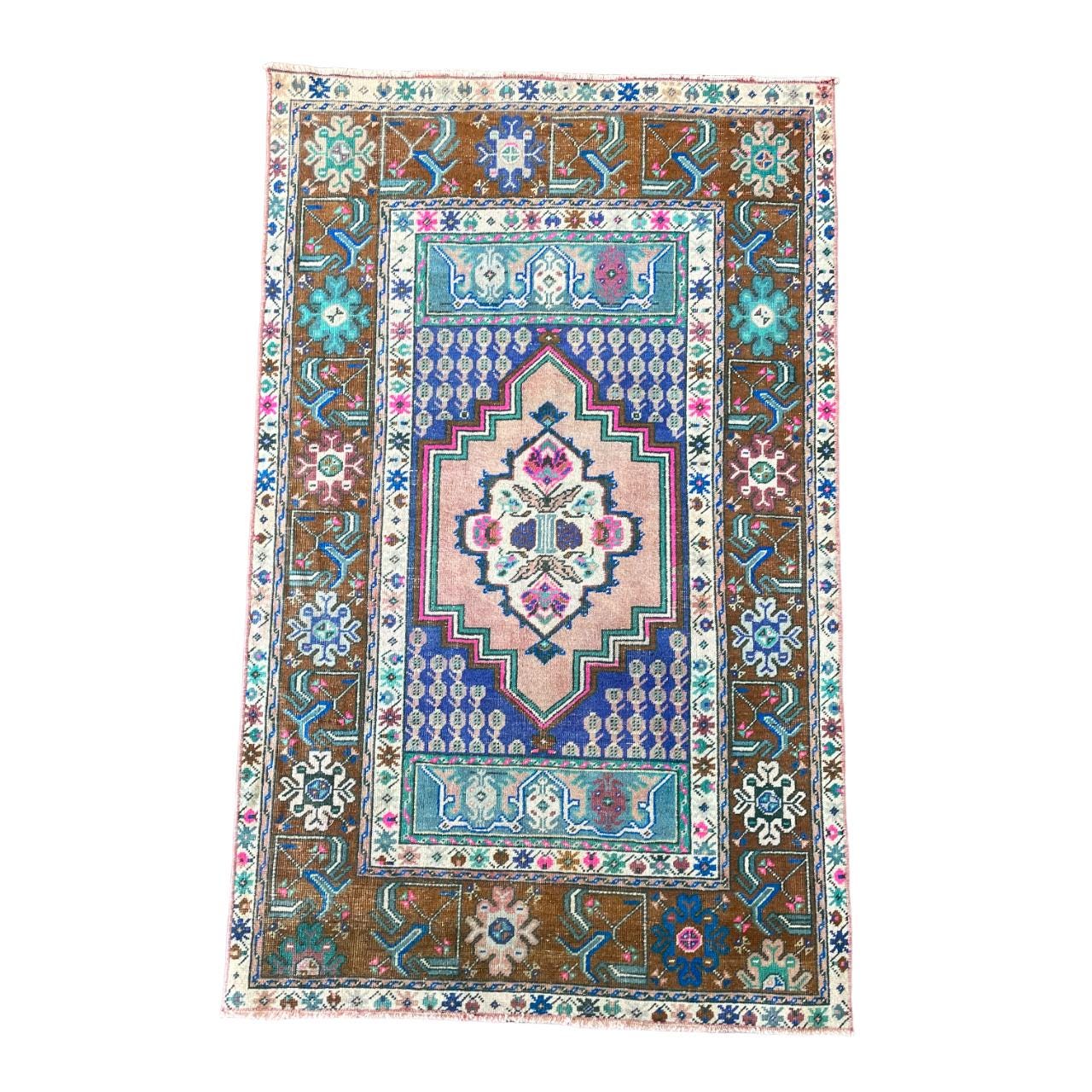 3'4"x5'4" Handmade Wool Rug - Turkish Vintage Area Rug, Eco-Friendly Home Decor