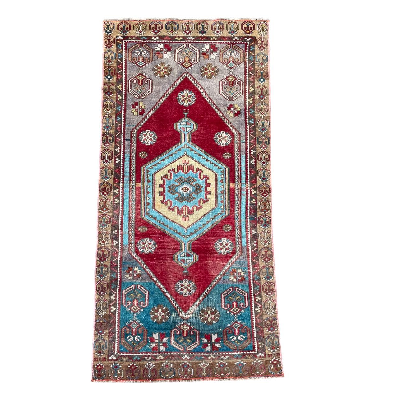 Handmade Wool Rug 3'x6' - Turkish Vintage Area Rug, Eco-Friendly Home Decor