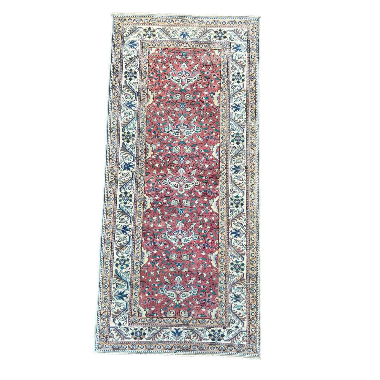 Handmade Wool Rug 3'x6'6" - Turkish Vintage Area Rug, Eco-Friendly Home Decor