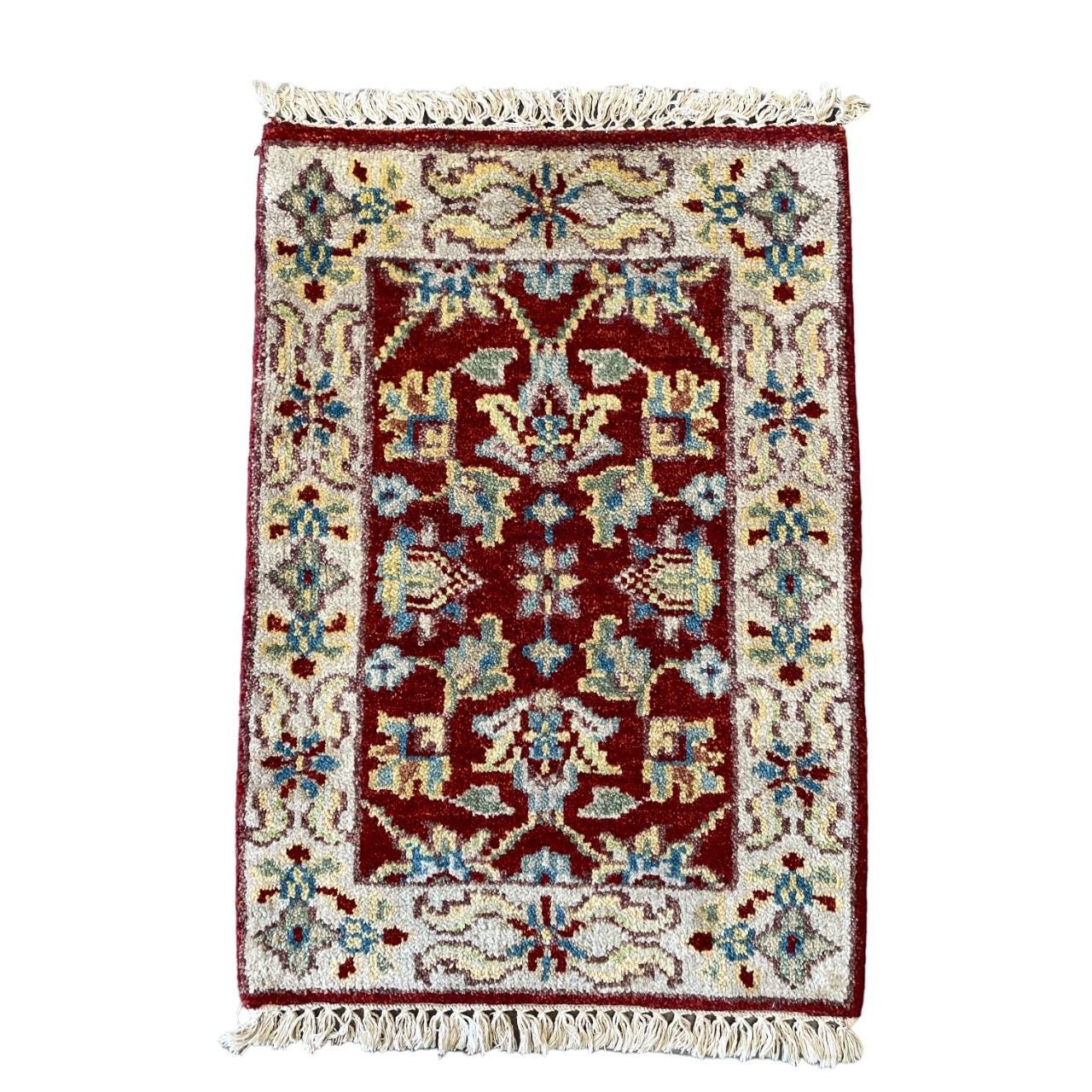 Handmade Wool Accent Rug 2'x3": Small Bohemian Entryway Rug