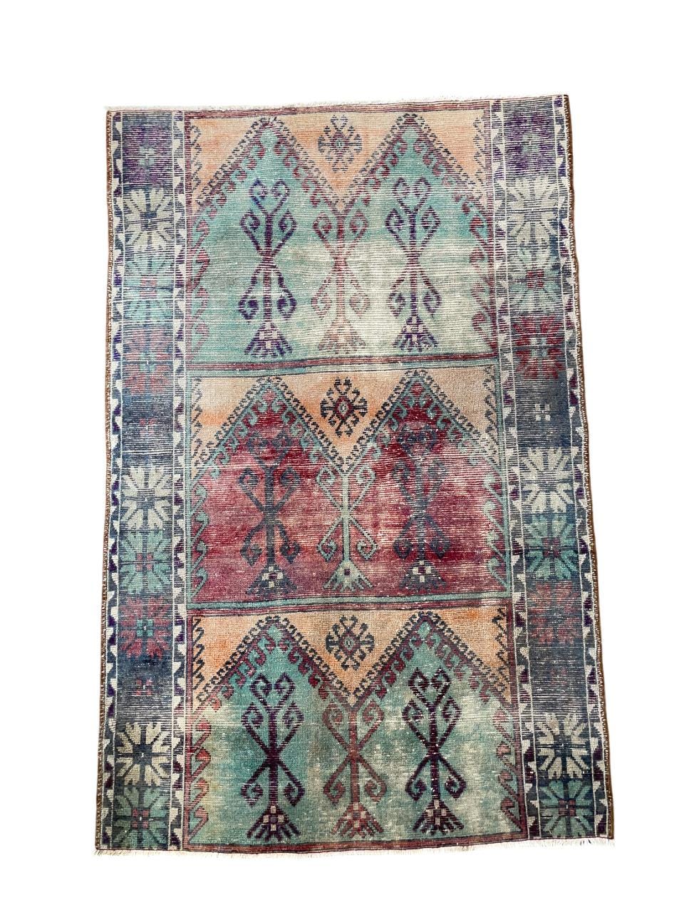 Vintage Turkish Wool Area Rug (5'x7'8") - Handmade Boho Chic Rug