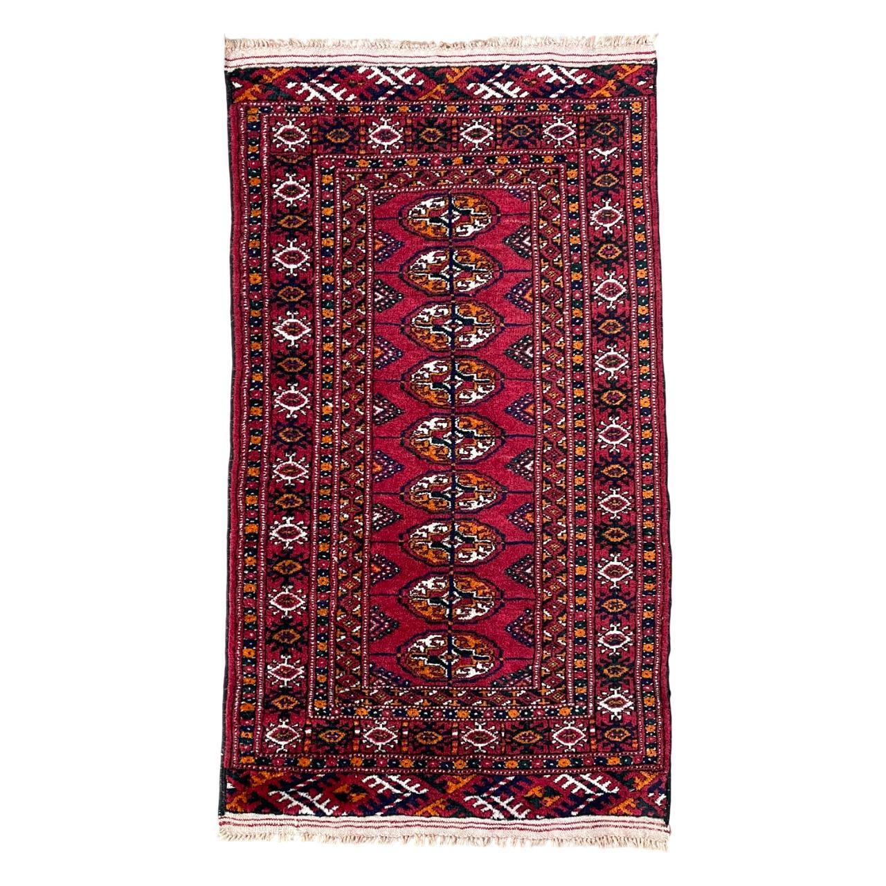 Hand-Knotted Wool Persian Rug 2x4: Vintage Red Oriental Decor