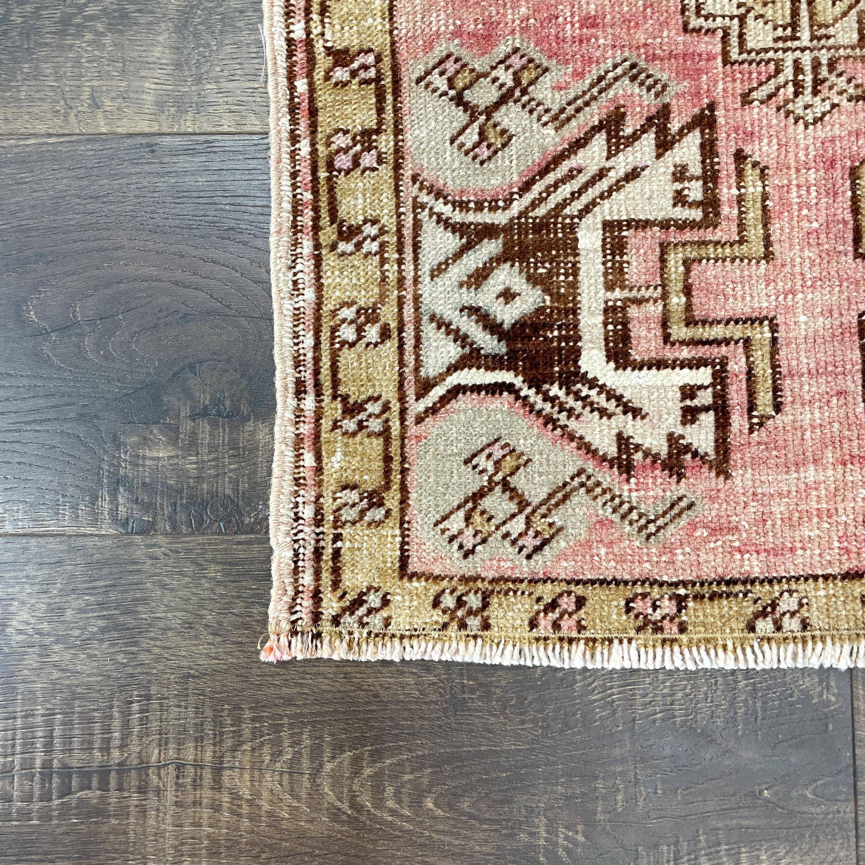 Hand-Knotted Turkish Wool Rug: Vintage Oushak Accent Rug (1'8" x 2'9")