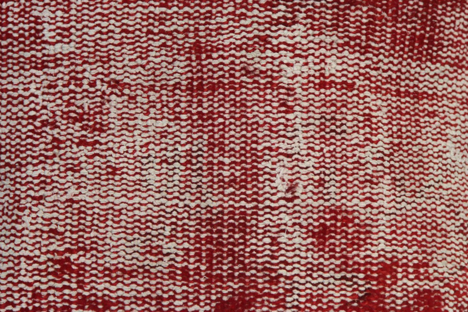 Red Wool Rug Pillow Cover 20x20: Hand-Knotted Turkish Over-Dyed Throw