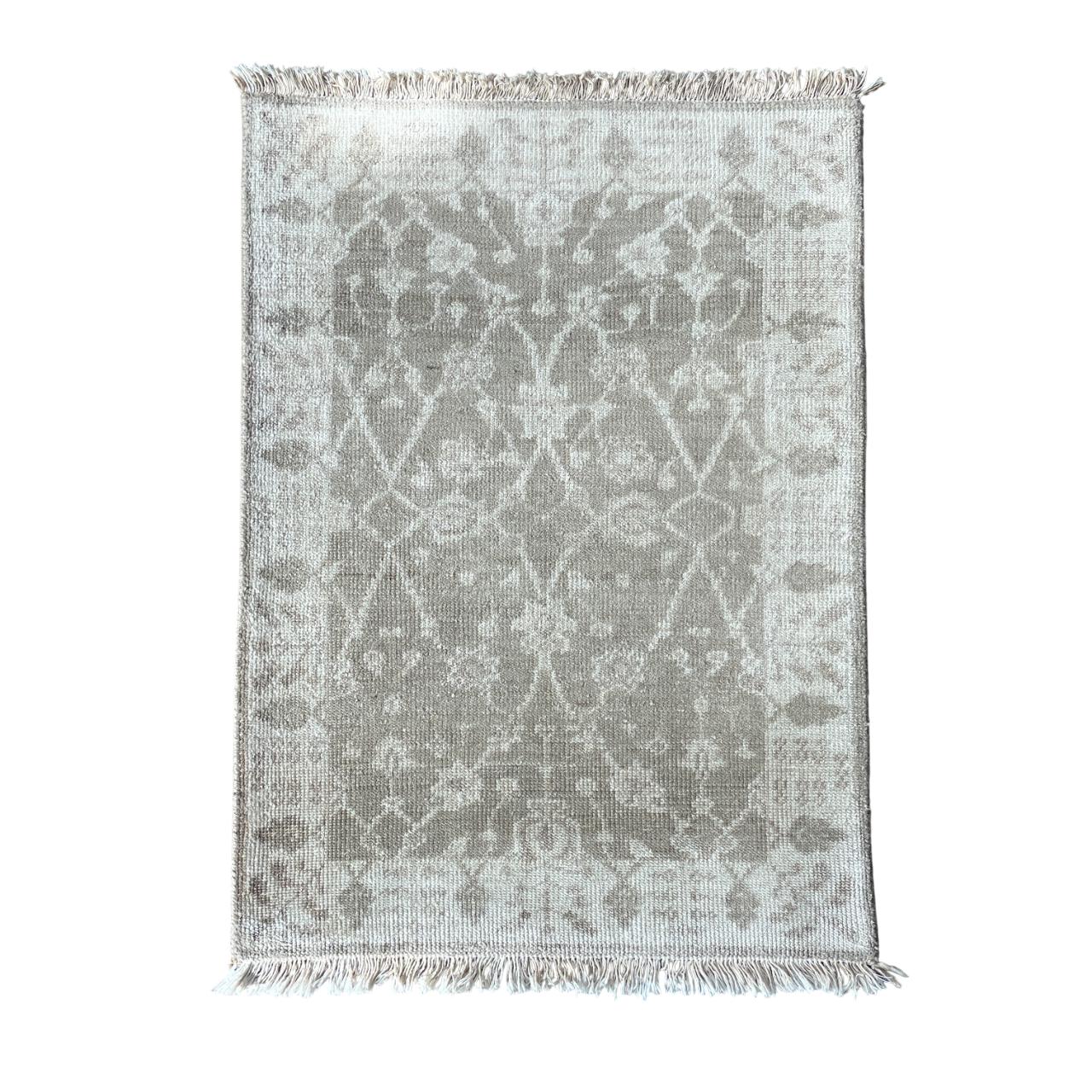 2'2" x 3'2" Handmade Turkish Wool Rug - Vintage Distressed Area Rug | Neutral Boho Decor