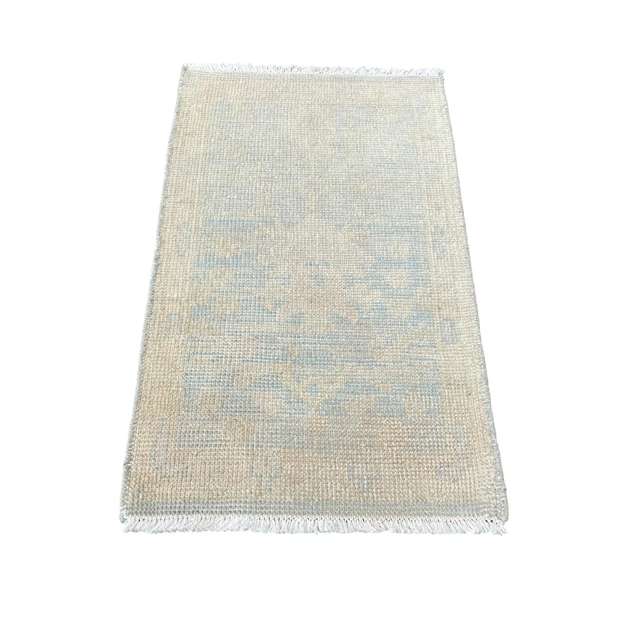 Handmade Turkish Wool Rug: Faded Floral Vintage Area Rug (1'10" x 3'2")