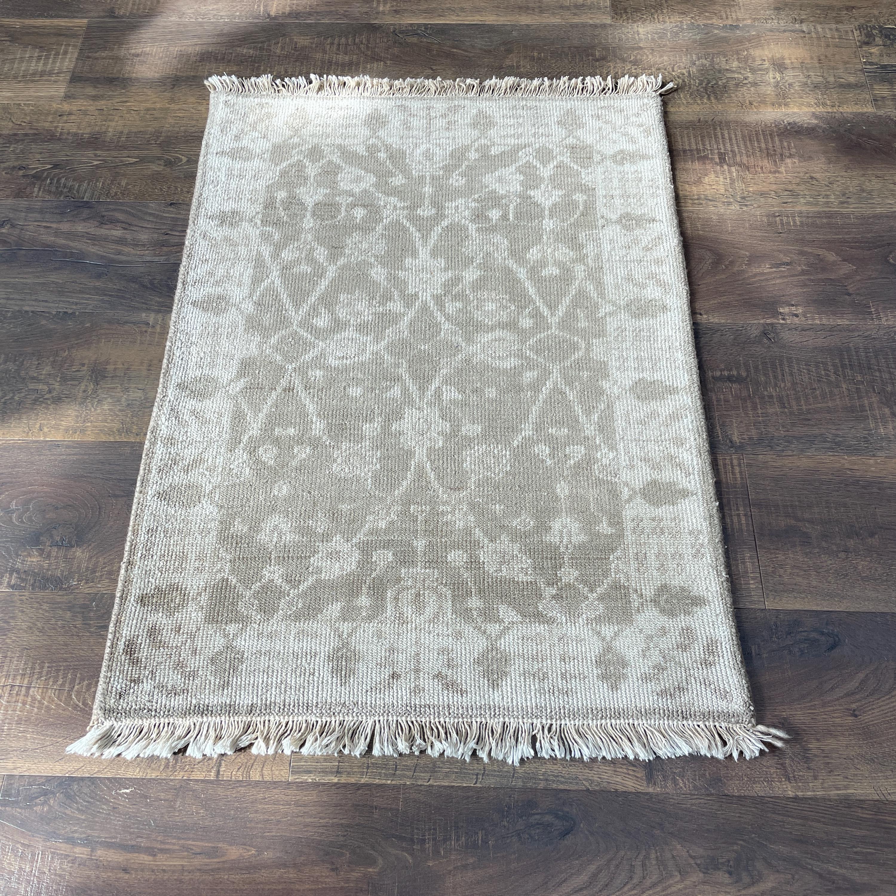 2'2" x 3'2" Handmade Turkish Wool Rug - Vintage Distressed Area Rug | Neutral Boho Decor