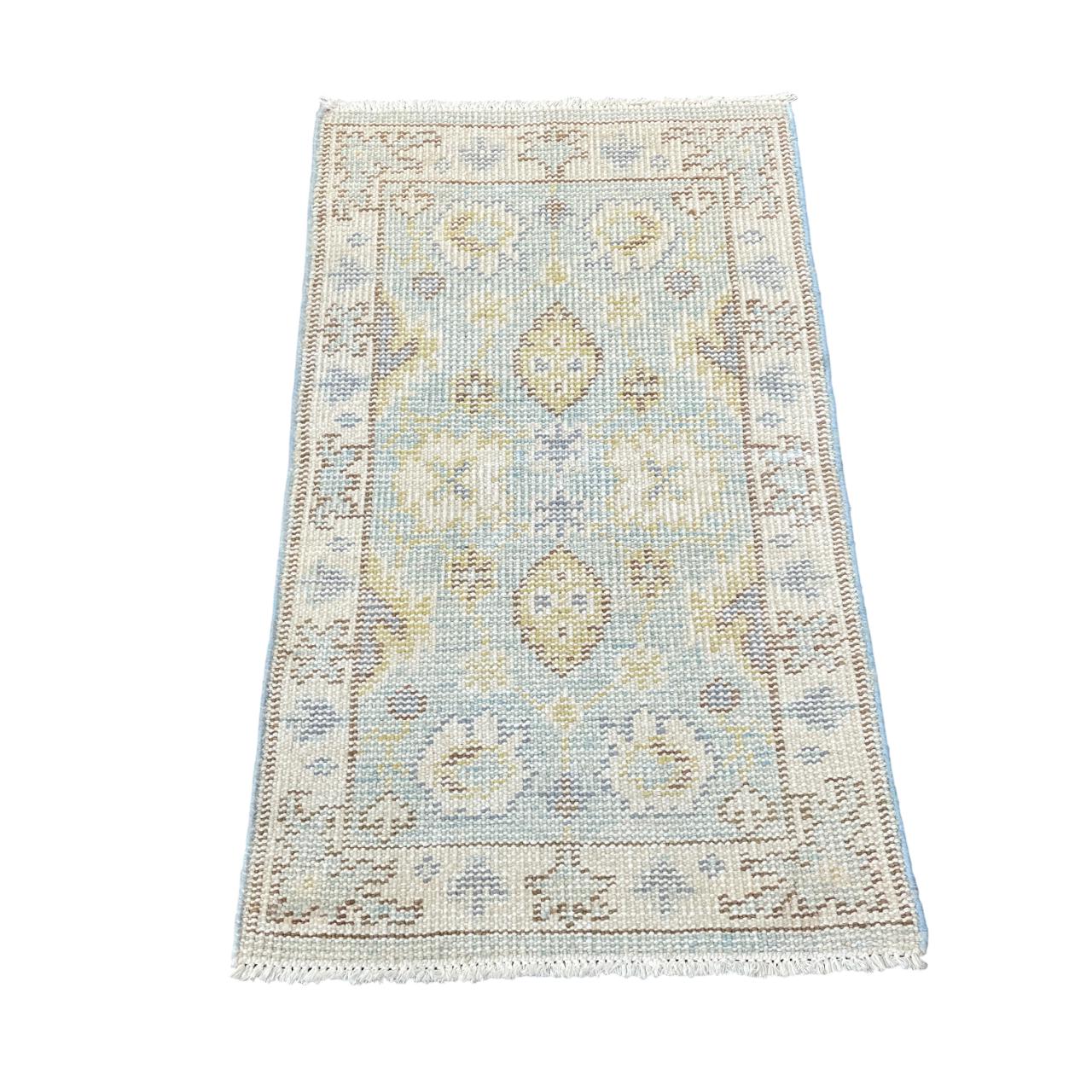 Handmade Turkish Wool Rug: Vintage Floral Boho Area Rug (1'10" x 3'1")