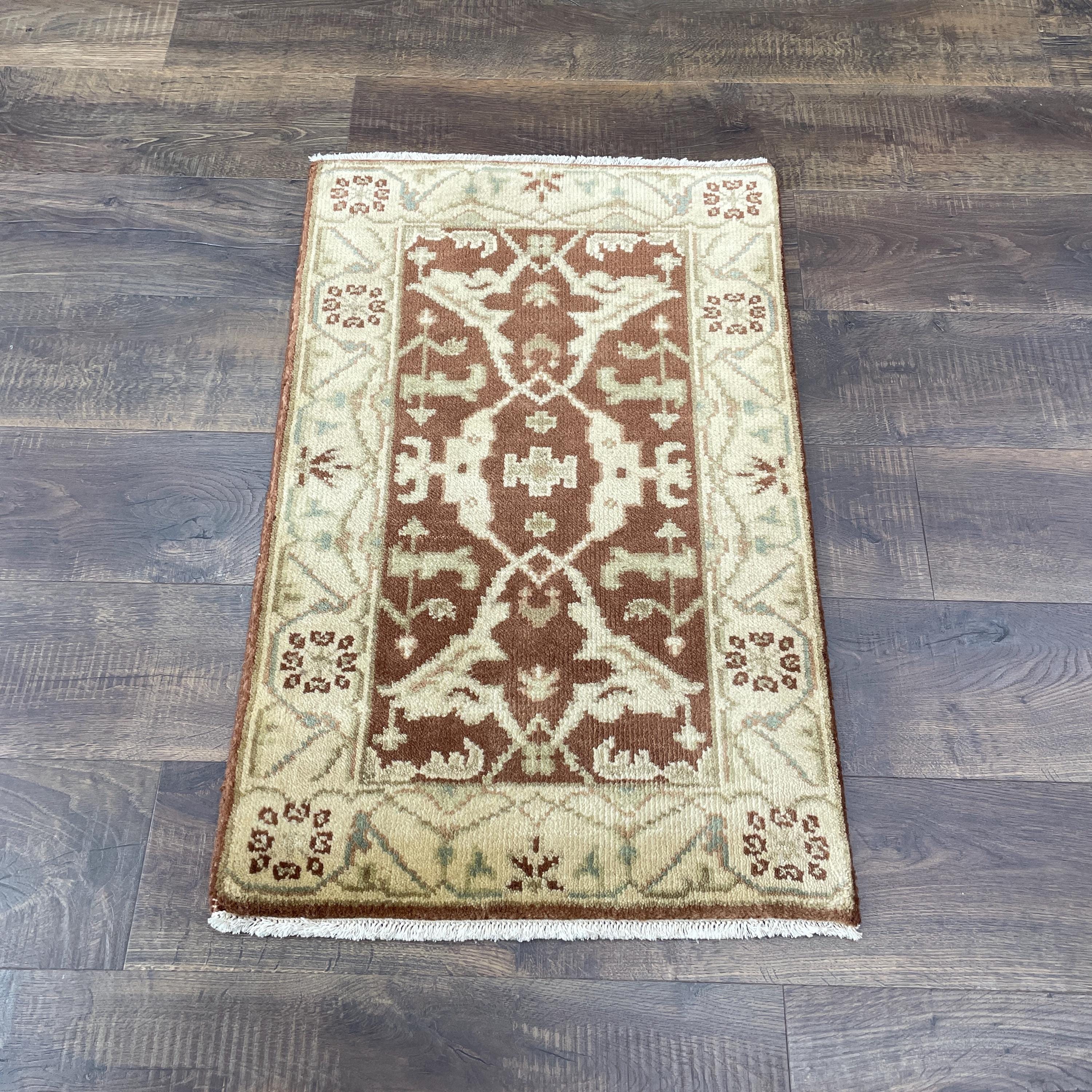 Handmade Turkish Wool Rug (2' x 3'3") - Vintage Brown Boho Area Rug