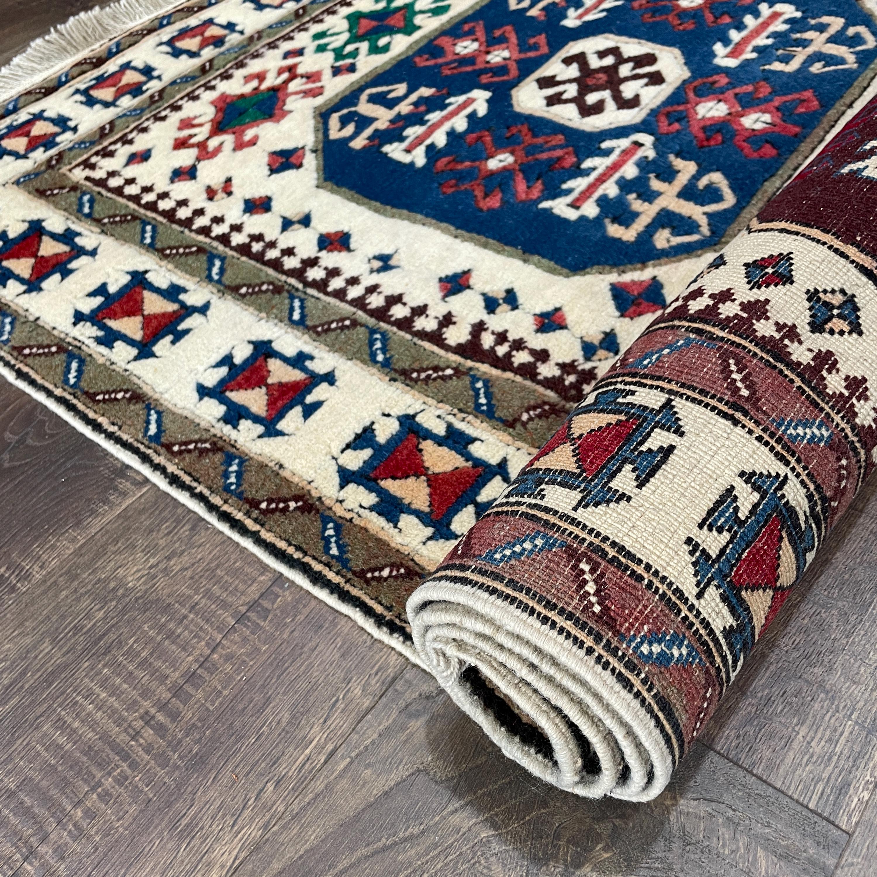 Handmade Turkish Wool Rug (3'5" x 5'10") - Vintage Tribal Bohemian Rug
