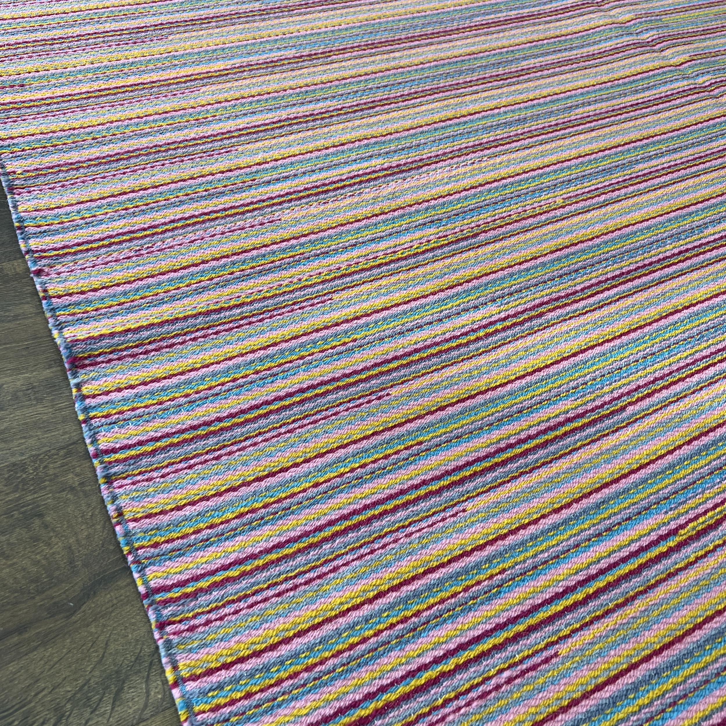 5'3"x7'6" Wool Kilim Rug – Colorful Striped Design