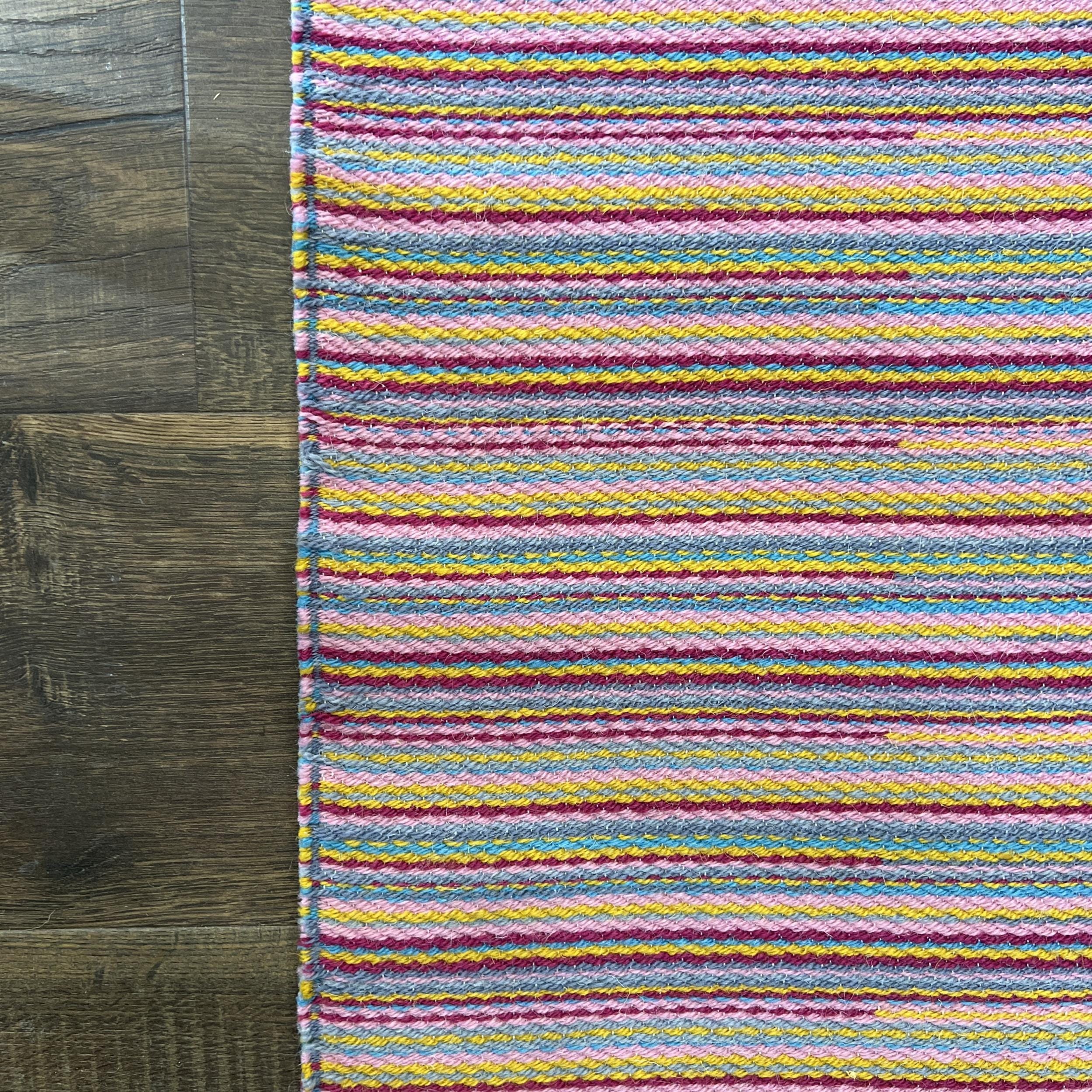 2'7"x8' Wool Kilim Rug – Colorful Striped Design