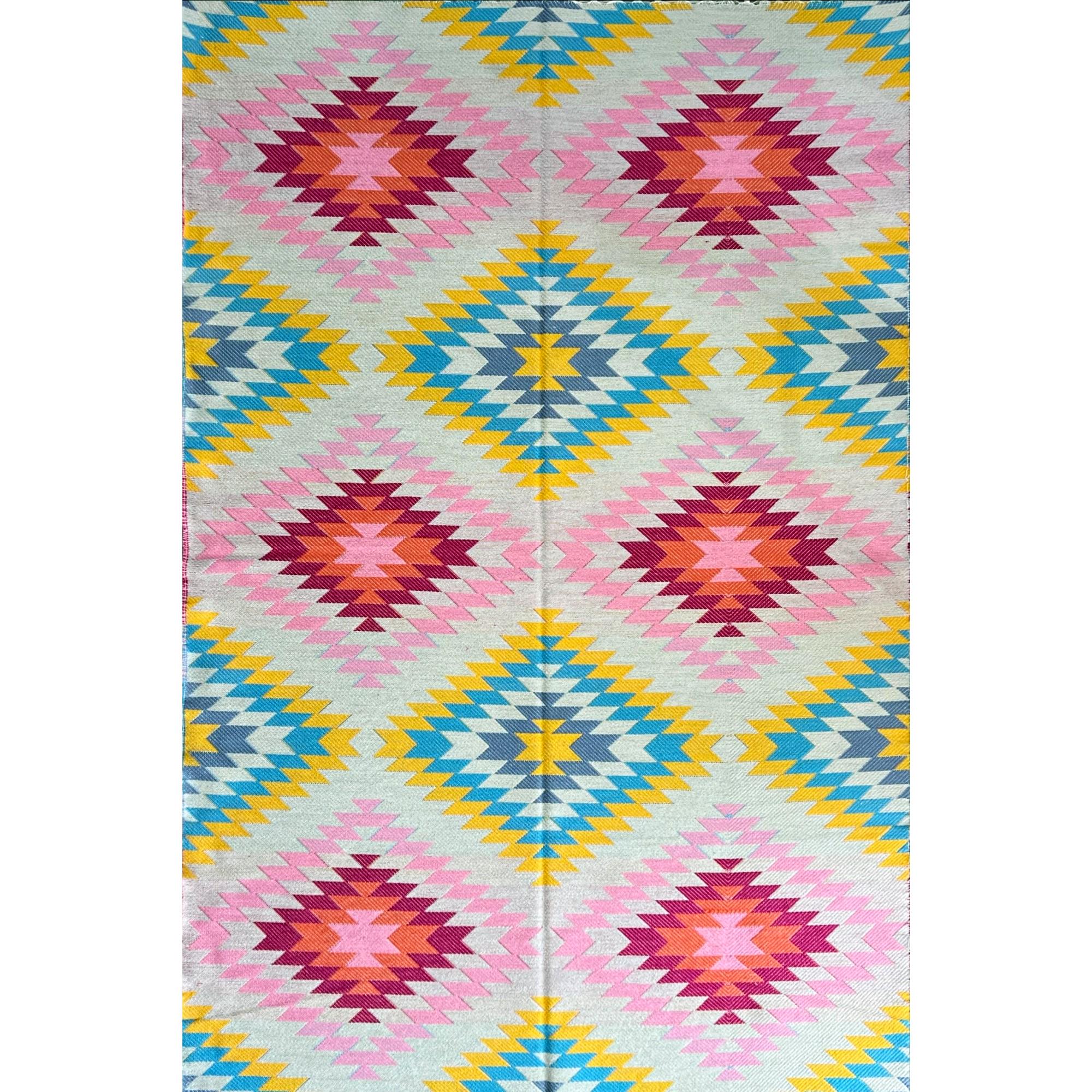 8'x10' Wool Kilim Rug – Geometric Tribal Design