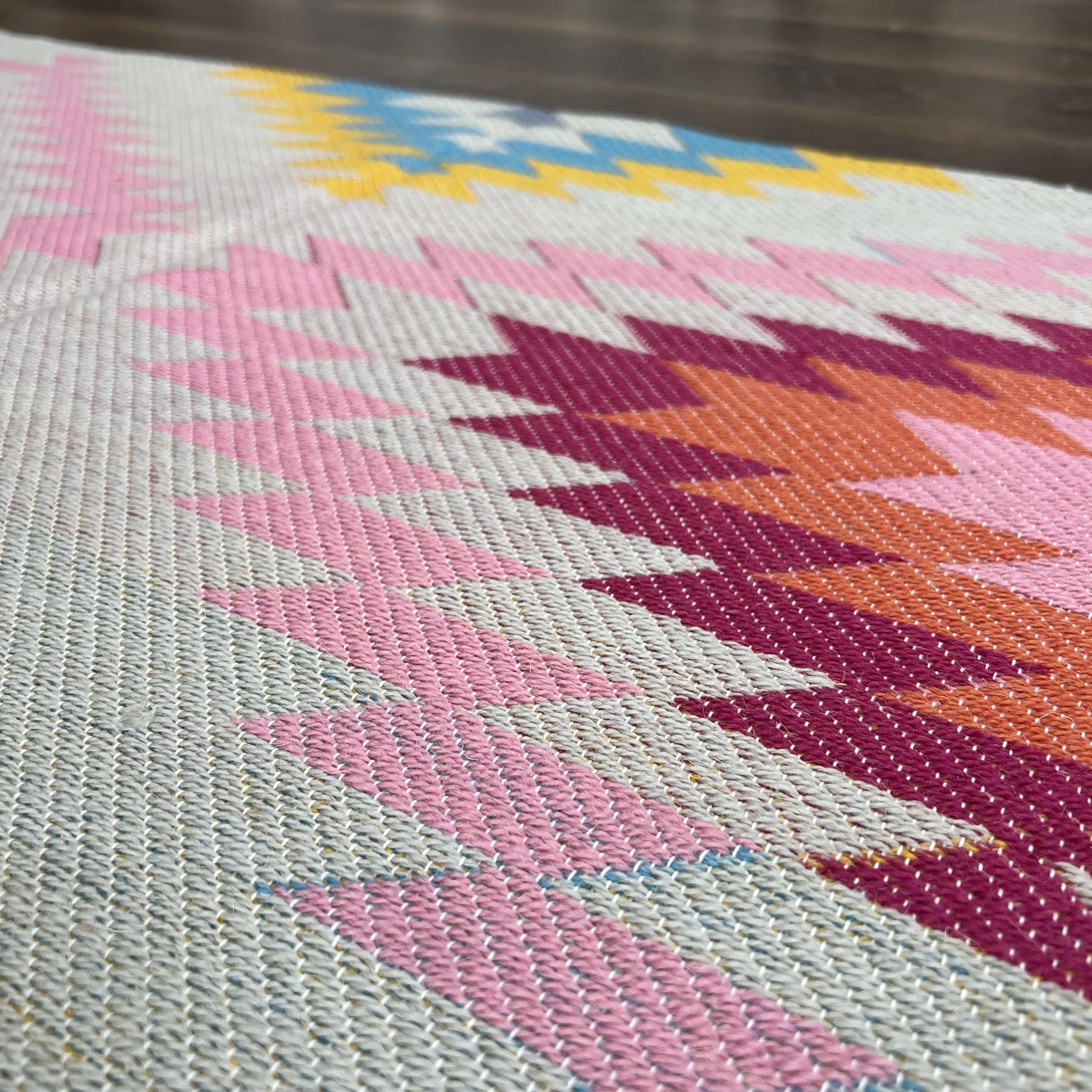 2'7"x8' Wool Kilim Rug – Geometric Tribal Design
