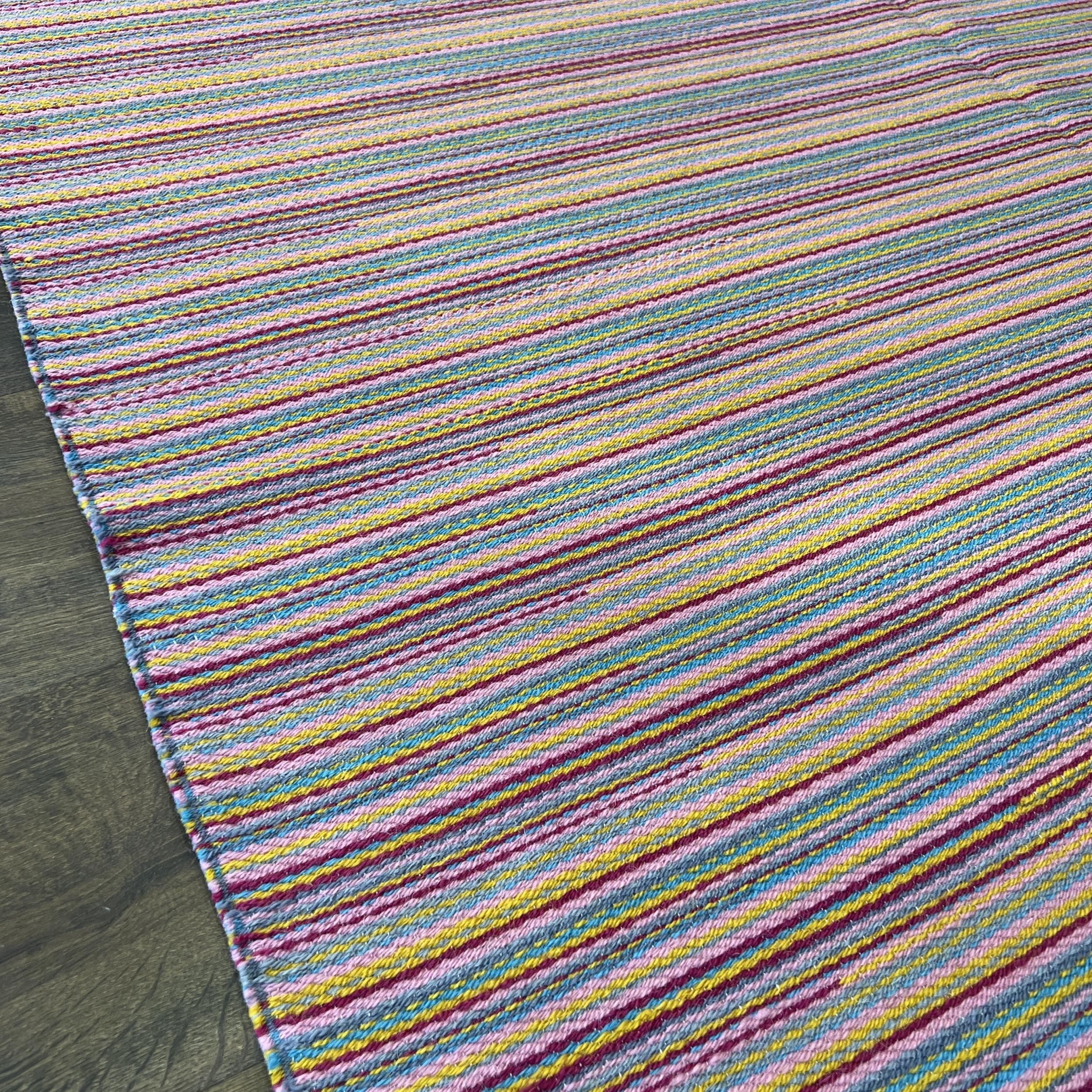 2'7"x8' Wool Kilim Rug – Colorful Striped Design