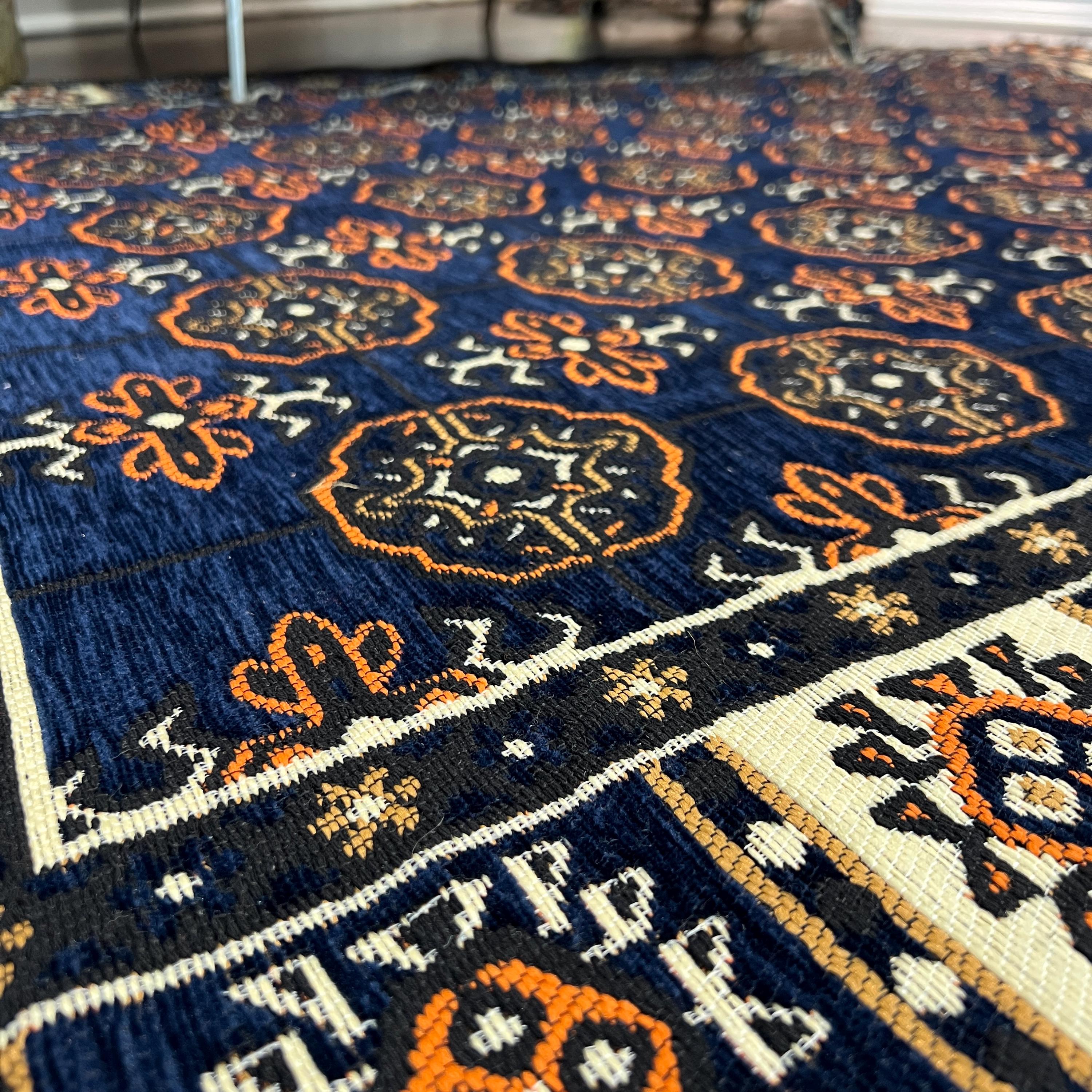 4'x6'2" Boho Style Rug – 90% Cotton Flatweave with Tribal Border Kilim