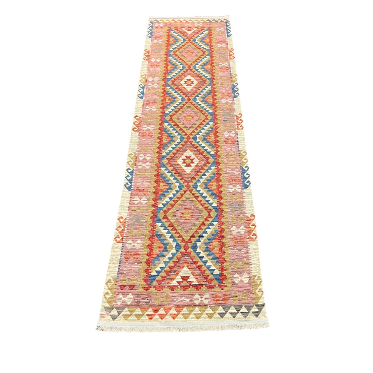 Red Kilim Rug: Bold Tribal Flatweave - 90% Cotton