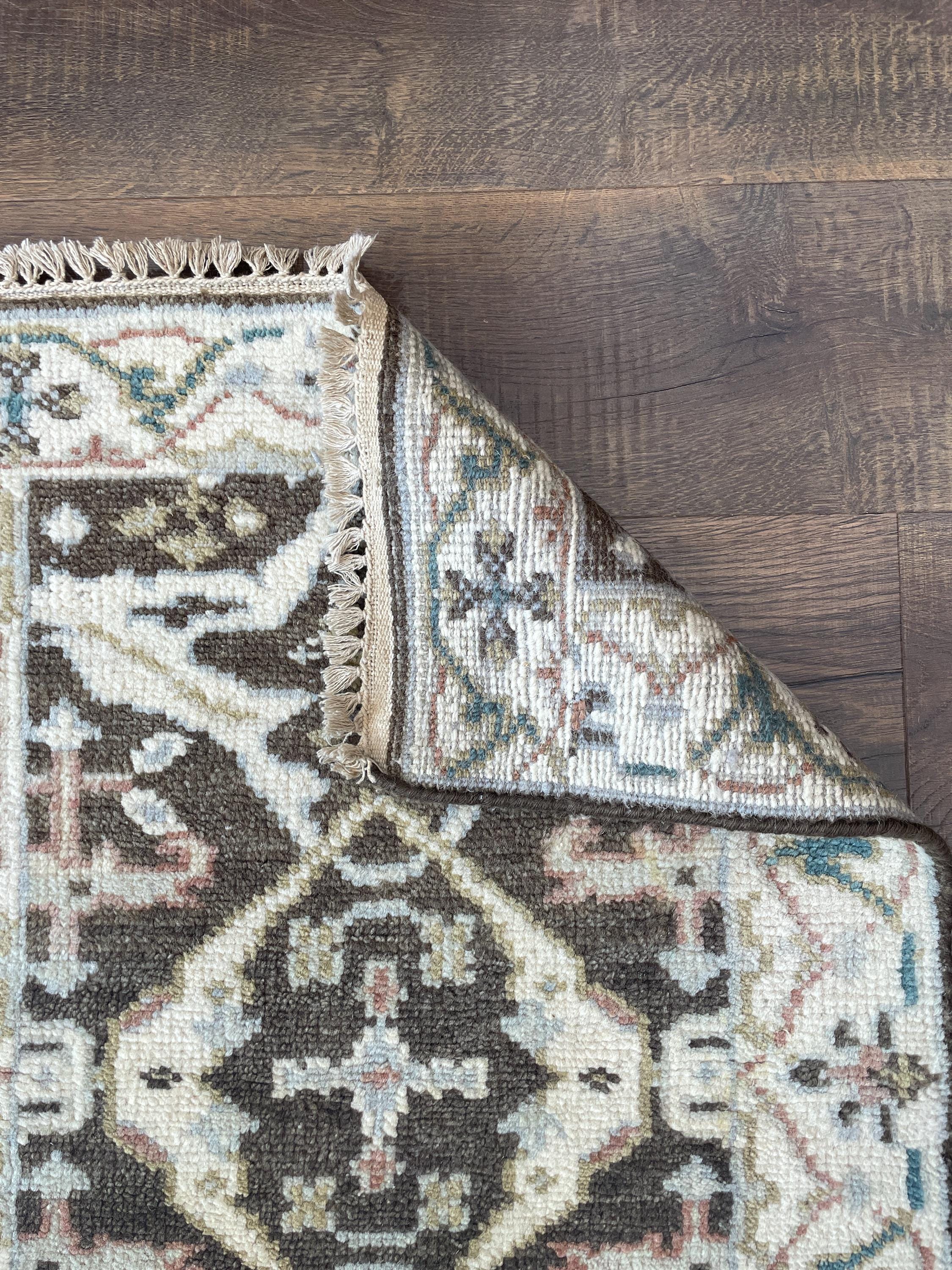 Hand-Knotted Turkish Wool Rug: Small Vintage Tribal Floral Rug (2'1" x 3'2")