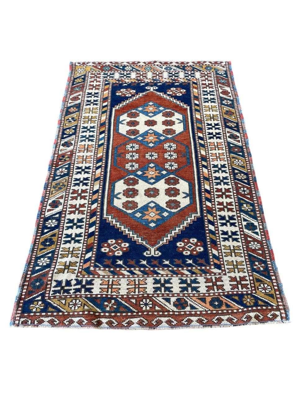 Handmade Turkish Wool Rug: Vintage Tribal Medallion Design - 3'8" x 5'8"