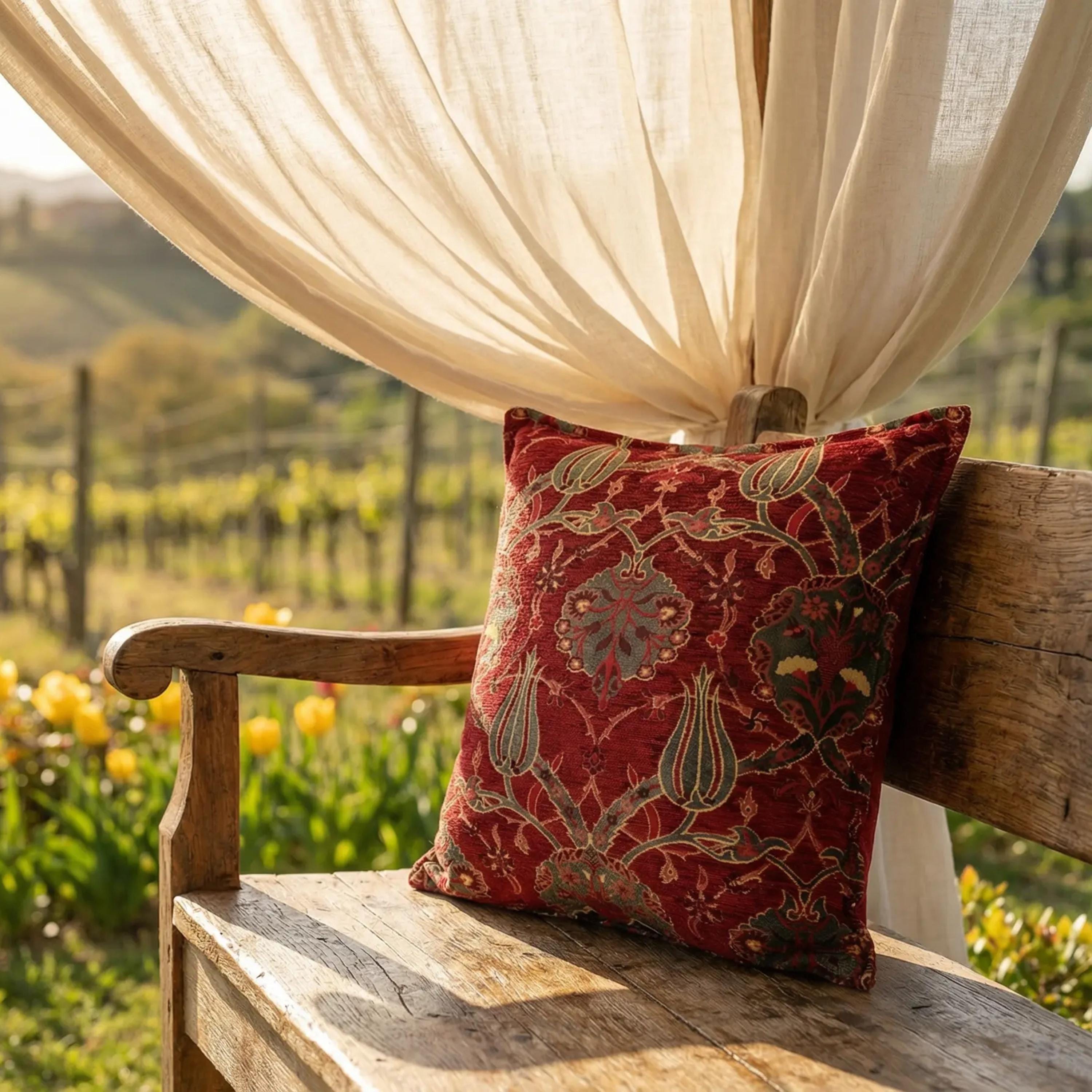 Red Pillow Turkish Tulip Cushion Case – Soft New Throw Pillow Cover- 18" and 20"