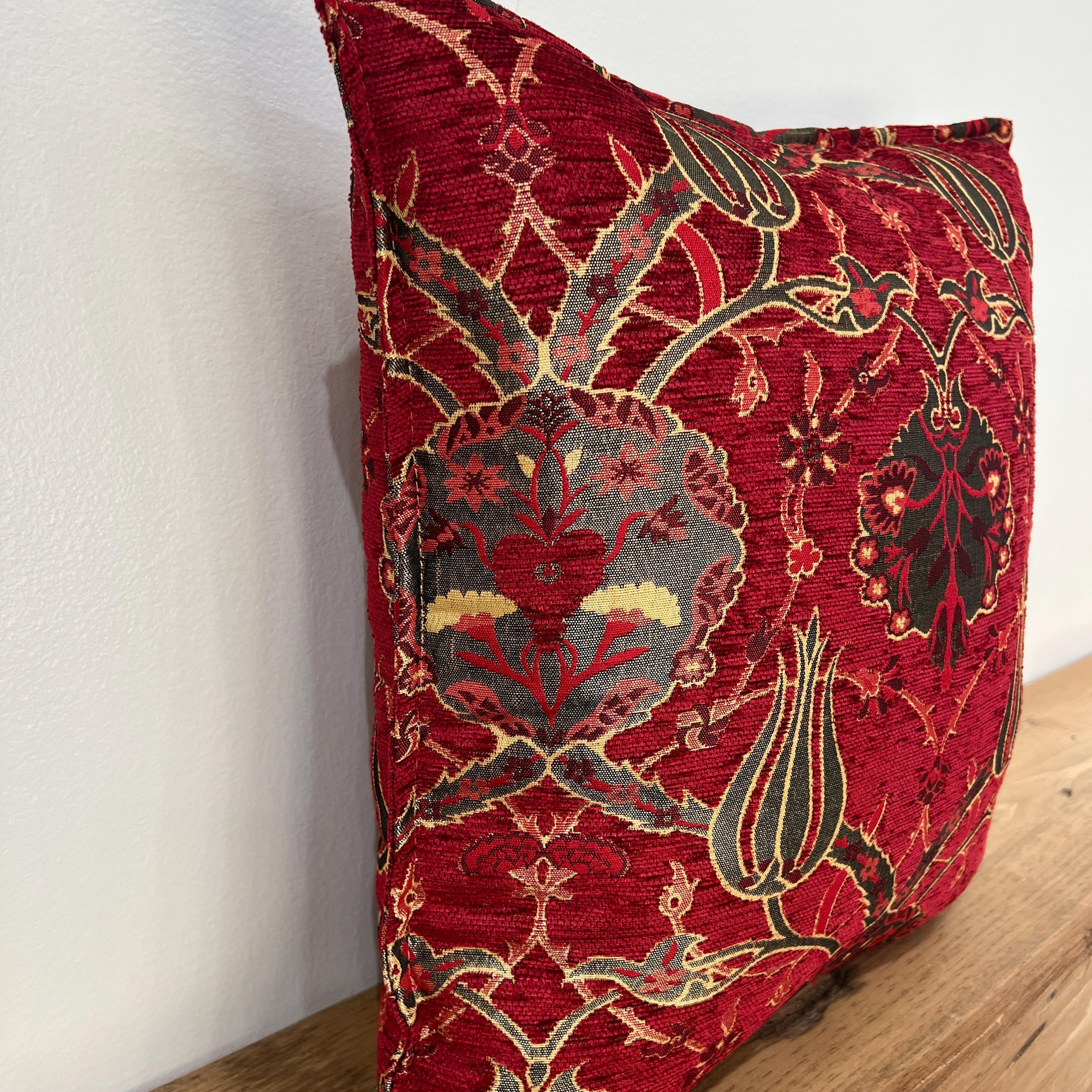 Red Pillow Turkish Tulip Cushion Case – Soft New Throw Pillow Cover- 18" and 20"