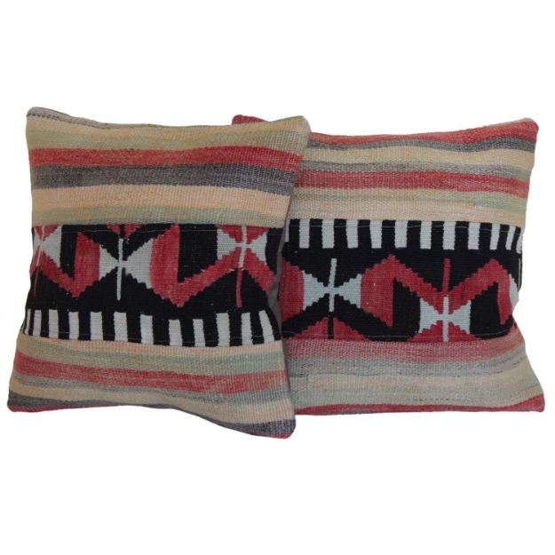 antique-turkish-kilim-rug-pillows-a-pair 1