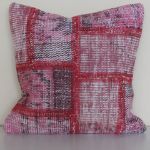Handmade-Patchwork-Pink-Rug-Pillow 2