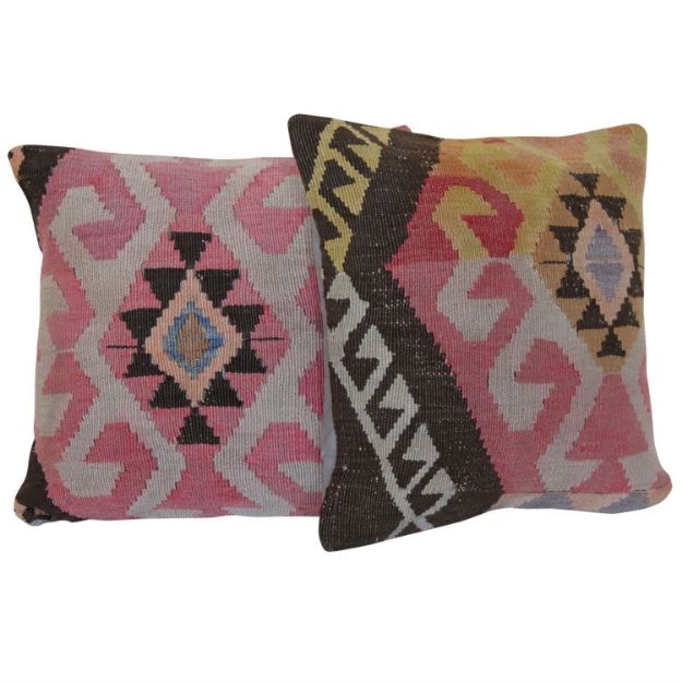 Pastel-Pink-Kilim-Pillows - A Pair