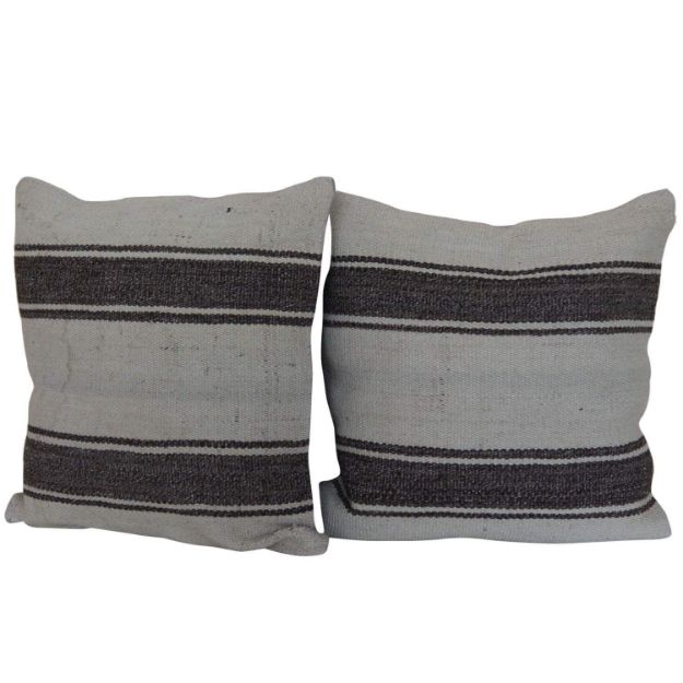Simple-Striped-Kilim-Pillows A Pair 1