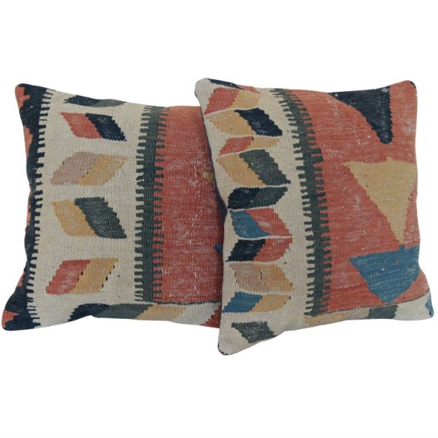 Wool-Bohemian-Kilim-Pillows-A-Pair 1