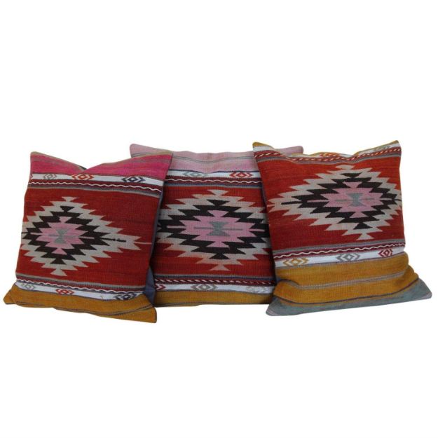 18'' Diamond Kilim Rug Pillows Set-of-3