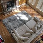 3D Textured Brown Striped Rug