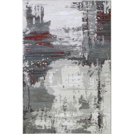 Picture of Abstract Gray Rug with Red Stripes