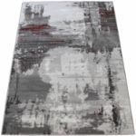 Picture of Abstract Gray Rug with Red Stripes