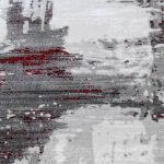 Picture of Abstract Gray Rug with Red Stripes