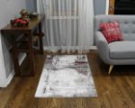 Picture of Abstract Gray Rug with Red Stripes