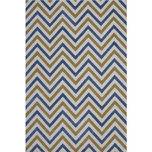 Picture of Chevron Blue & Yellow Rug