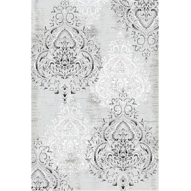 Damask Gray White Rug Chicagocozy, Grey And White Rugs