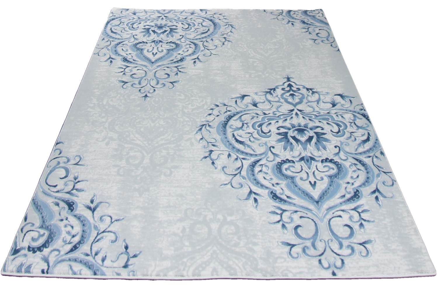 Damask Tonal Blue Rug ChicagoCozy Rugs Chicago