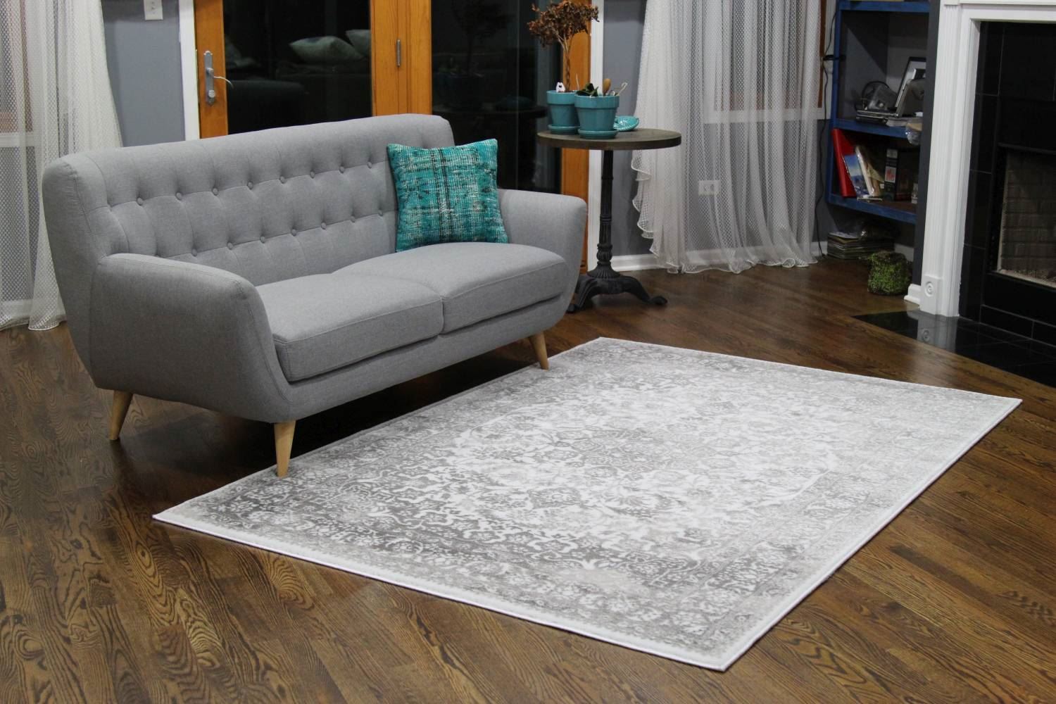 Distressed Medallion Rug Light Gray ChicagoCozy Rugs Chicago