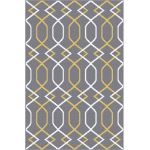 Picture of Geometric Gray Rug with Yellow Lines