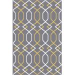 Picture of Geometric Gray Rug with Yellow Lines