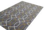 Picture of Geometric Gray Rug with Yellow Lines