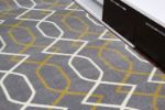 Picture of Geometric Gray Rug with Yellow Lines