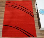 Picture of Solid Red Rug with Black Lines