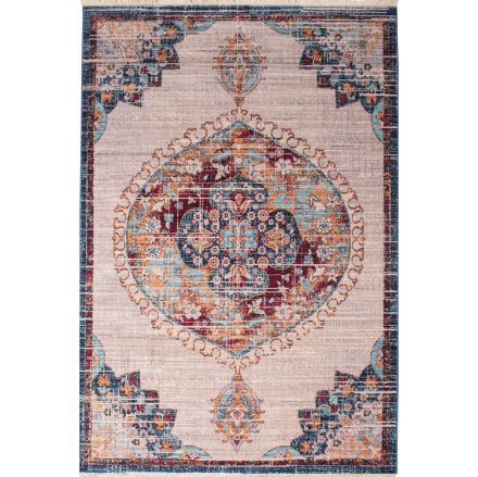Vintage medallion area rug featuring a traditional multicolor pattern with red, blue, and gold hues, adding warmth and elegance to home decor.