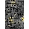 Textured abstract rug with gold, charcoal, and yellow pattern, featuring a black lower pile.